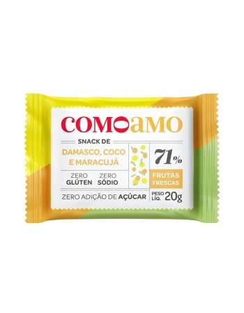 Snack Doce Coco, Damasco e Maracujá Zero - ComoAmo- Display 16 X 20g