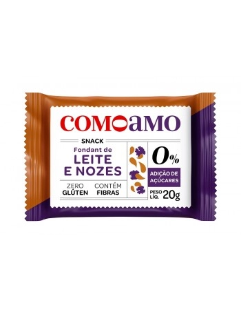 Fondant de Leite com Nozes Zero - ComoAmo - Display 16 X 20g